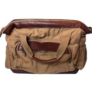 Duluth Trading Co. Canvas Leather Travel Duffle Weekender Bag w/ Shoulder Strap